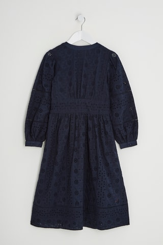 Vestido midi em algodão biológico - Azul-marinho