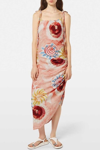 Vestido direito em linho - Rosa