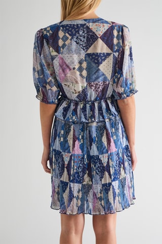 Vestido com folhos - Azul