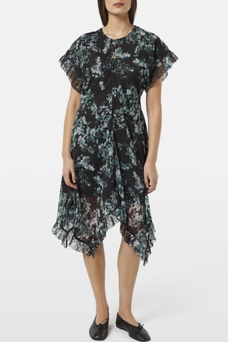 Vestido com folhos - Preto e verde