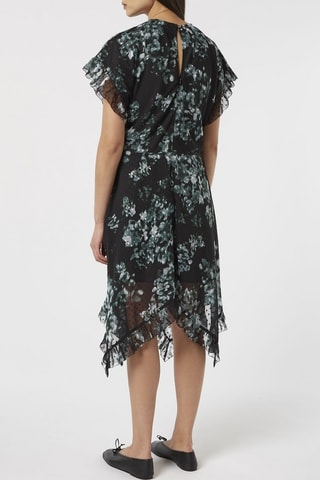 Vestido com folhos - Preto e verde