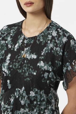 Vestido com folhos - Preto e verde