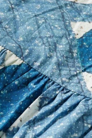 Vestido com folhos - Azul