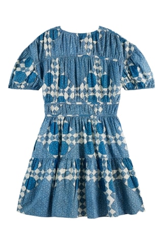 Vestido com folhos - Azul