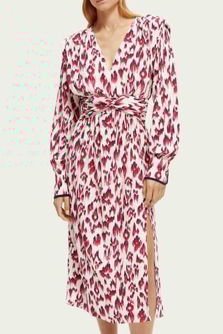 Vestido drapeado - Branco e vermelho