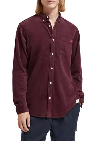 Camisa regular em veludo - Bordô