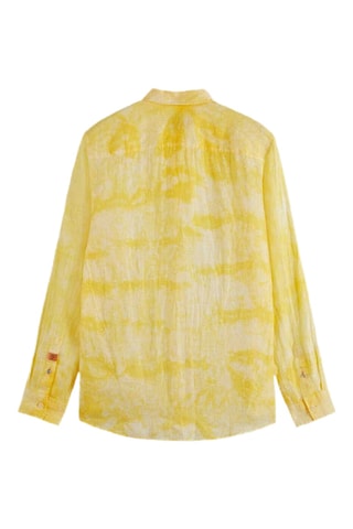 Camisa regular tie and dye em linho - Amarelo
