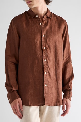 Camisa em linho - Castanho
