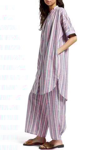 Vestido-camisa - Branco e cinzento-claro