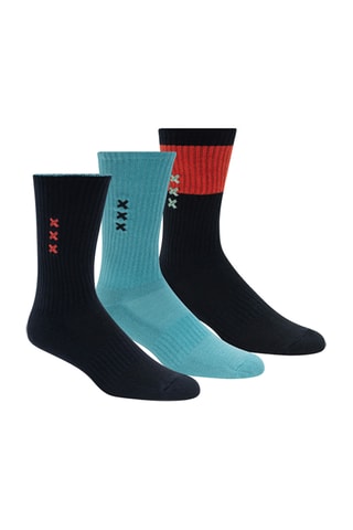 3 pares de meias em algodão biológico - Preto e azul