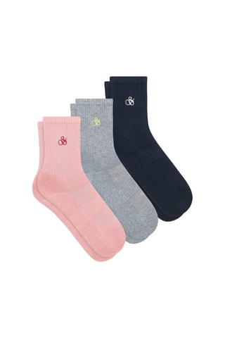 3 pares de meias em algodão biológico - Rosa, cinzento e preto