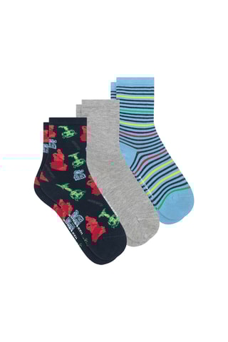 3 pares de meias em algodão biológico - Azul