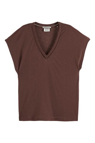 T-shirt em linho - Castanho