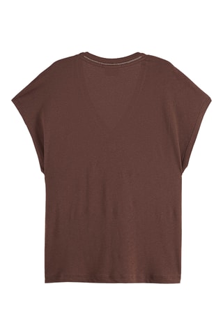 T-shirt em linho - Castanho