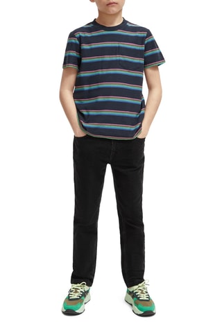 T-shirt em algodão biológico - Preto e turquesa