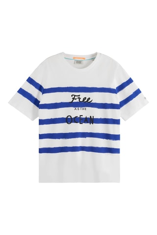 T-shirt regular - Branco e azul-real