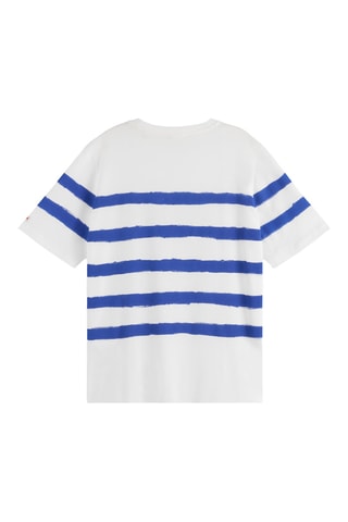 T-shirt regular - Branco e azul-real