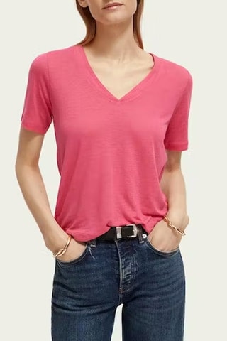 T-shirt regular em linho - Rosa
