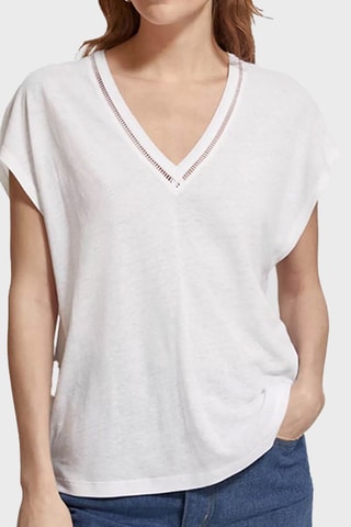 T-shirt loose em linho - Branco