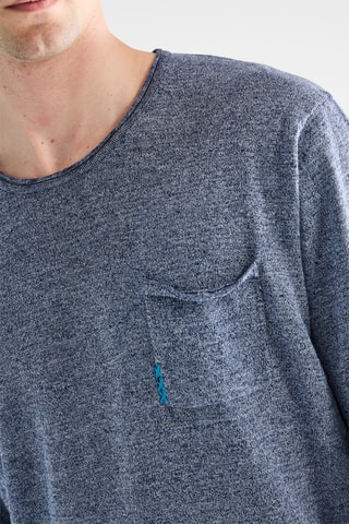 T-shirt em linho - Azul-escuro mesclado