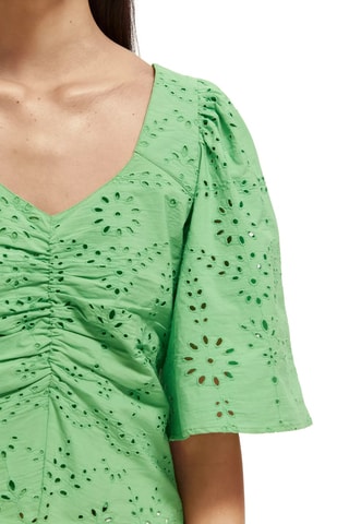 Blusa em algodão biológico e bordado inglês - Verde