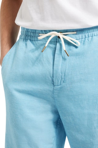 Calções direitos em linho - Azul-claro