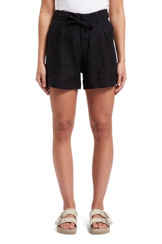 Calções em linho - Preto