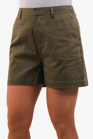 Calções chino em algodão biológico cintura alta - Verde-escuro