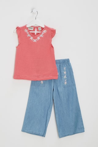 T-shirt e calças de ganga - Rosa e azul