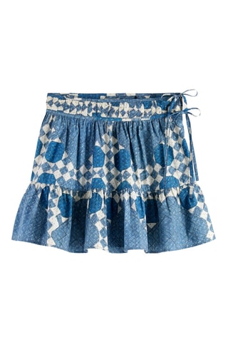 Saia com folhos - Azul