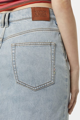 Saia direita de ganga - Azul-claro