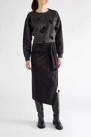 Saia traçada midi - Preto