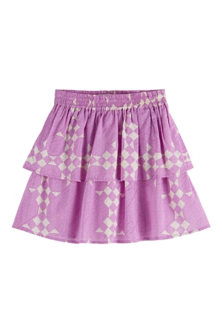 Saia com folhos - Rosa-escuro