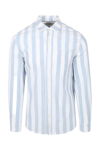 Camisa regular em linho - Azul-celeste