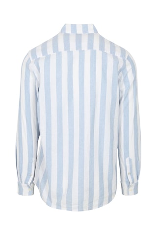 Camisa regular em linho - Azul-celeste