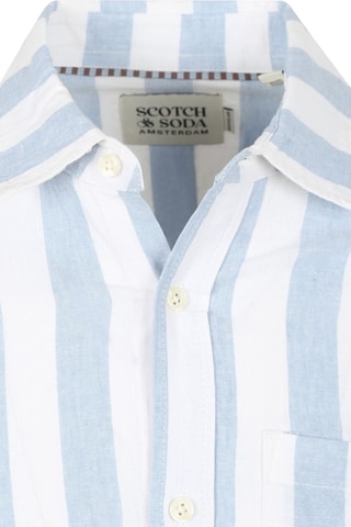 Camisa regular em linho - Azul-celeste