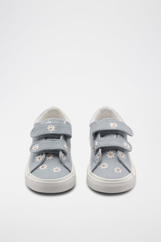 Tennis brodées à fleurs - Bleu clair