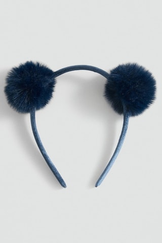 Serre-tête pompons - Bleu marine