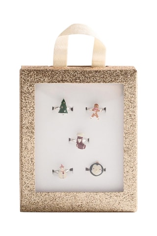 Lot 5 bagues de Noël - Doré