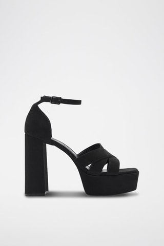 Sandales talon large bride de cheville - Noir