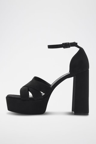 Sandales talon large bride de cheville - Noir