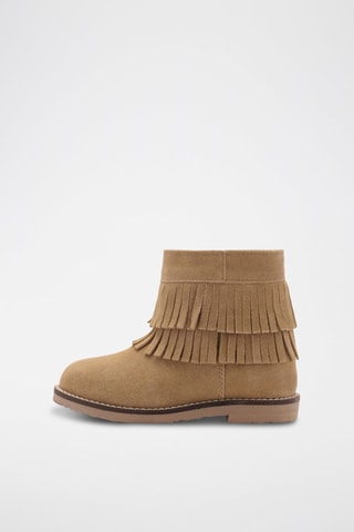 Bottines à franges cuir - Beige