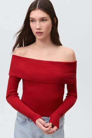 Pull-over épaules découvertes - Rouge