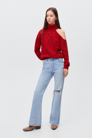 Pull-over maille asymétrique - Rouge