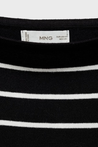 Pull-over col bateau rayures - Noir