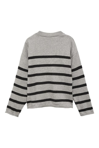 Pull-over côtelé à rayures - Gris chiné