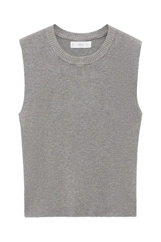 Pull-over maille côtelée manchons - Gris