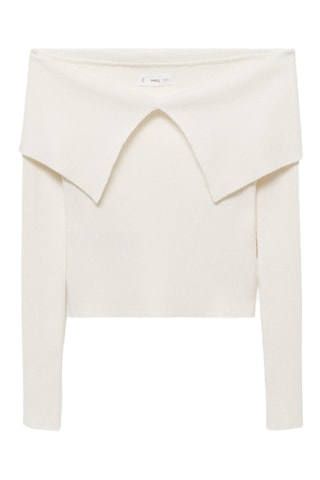 Pull maille épaules dénudées - Blanc cassé