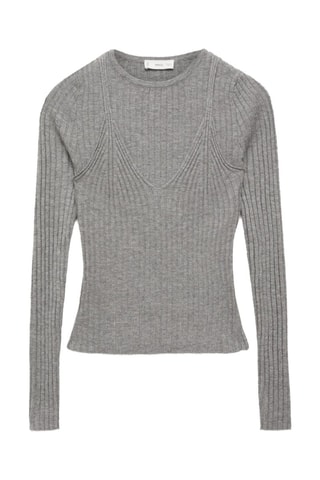 Pull-over maille côtelée top - Gris
