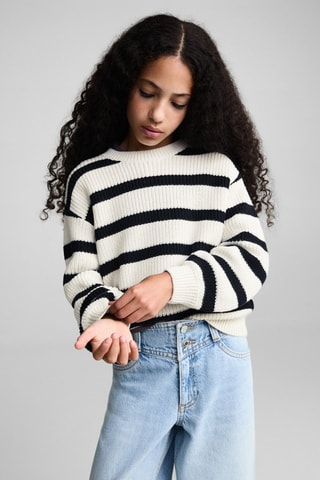 Pull-over en maille à rayures - Blanc cassé